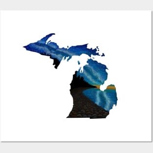 MIchigan Silhouette - Milky Way Posters and Art